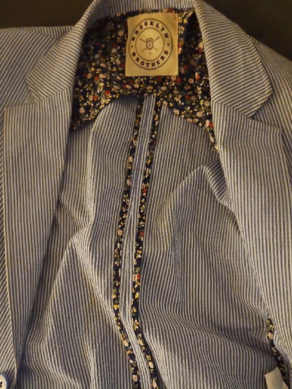 Boys Seersucker Blue Pinstripe Blazer - Lightweight Tailored Jacket